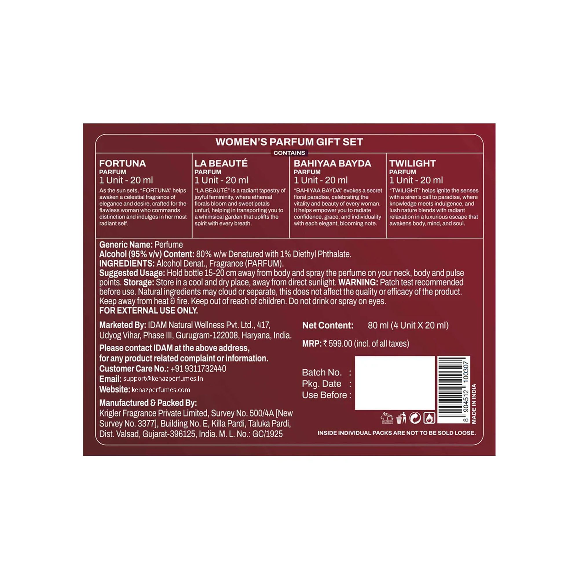 Women Parfum Gift Set - 4 x 20ml